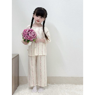 Set Pijama Phong Cách Hàn Quốc Cho Bé chất liệu đũi mềm dễ thương thu đông 2024