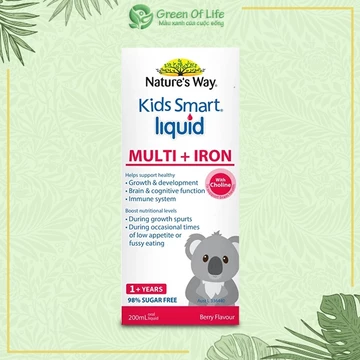 GREENOFLIFE - Siro bổ sung sắt cho trẻ em Nature's Way Kids Smart Liquid Multi + Iron 200ml Úc