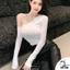 Áo thun nữ dài tay lệch vai 1 bên DuyLinh dáng áo croptop hở eo ôm sát tôn body phong cách gợi cảm