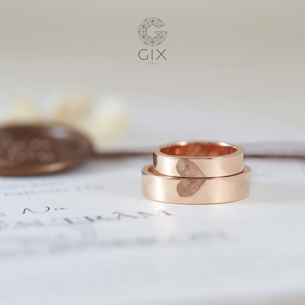 Ảnh Nhẫn cưới Bạc mạ vàng 18K khắc vân tay thiết kế đơn giản khắc tên Gix Jewel 2