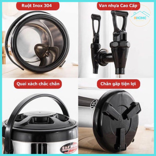 Bình ủ trà giữ nhiệt 6L 8L 10L 12L loại 1 xịn, bình nước giữ nhiệt inox 304 có vòi chuyên dụng pha trà cao cấp