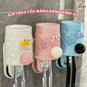 Giá Treo Cốc Đánh Răng Hình Vịt Dán Tường GADI, Giá Bàn Chải, Kem Đánh Răng 3 Trong 1 Cute