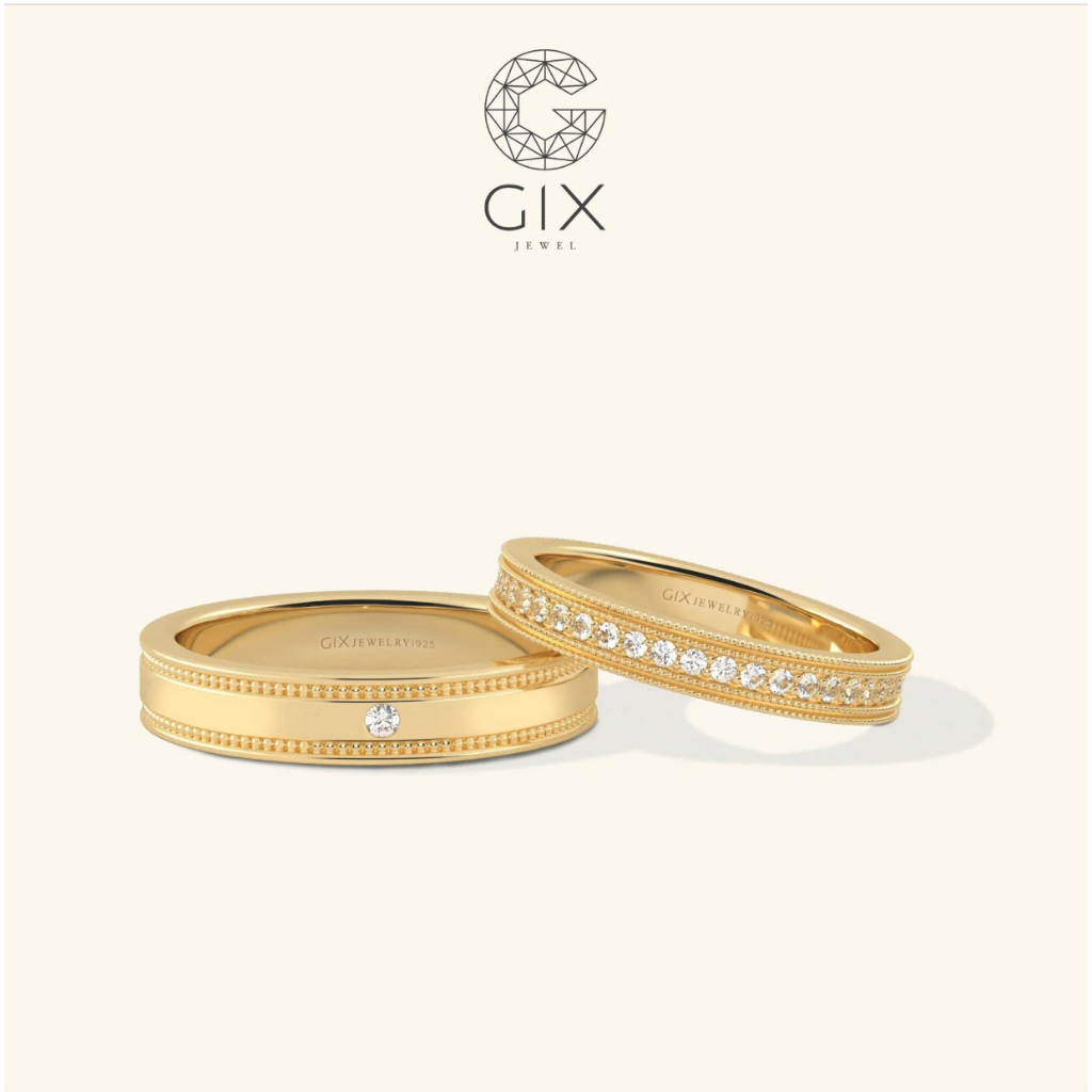 Ảnh Nhẫn cưới platinum thiết kế đơn giản đẹp đính kim cương thiên nhiên khắc chữ Gix Jewel 3