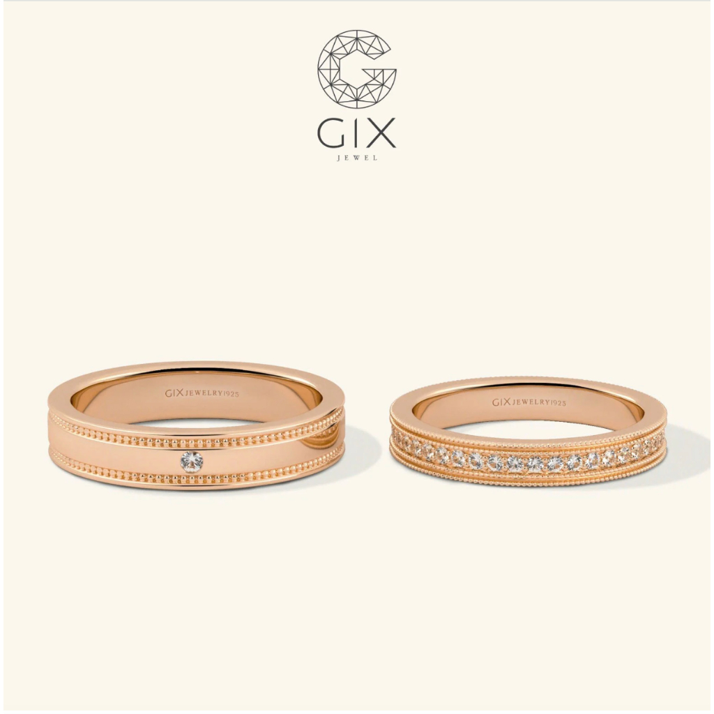 Ảnh Nhẫn cưới platinum thiết kế đơn giản đẹp đính kim cương thiên nhiên khắc chữ Gix Jewel 1