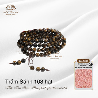 Vòng trầm hương Sánh Chìm 108 hạt Mộc Tâm An, quà tặng ý nghĩa mang bình an, may mắn