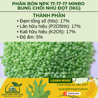 Phân Bón NPK 17-17-17 Minro - Bung chồi, nhú đọt, tạo mầm hoa, màu sắc đẹp, hoa lâu tàn