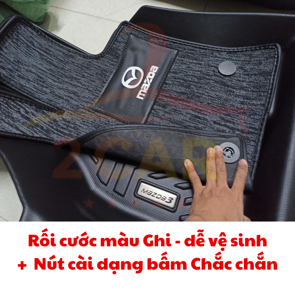 Thảm lót sàn NHỰA 5D xe Mazda 3 đời 2016-2019, 2024-2025 Nhựa TPE TRÀN VIỀN đúc nguyên khối, dễ vệ sinh lau rửa