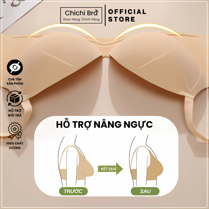 Áo Ngực Su Không Gọng Chichi Bra Mút Sốp Bàn Tay 3Cm Siêu Nâng Ngực Không Lộ Viền - 698