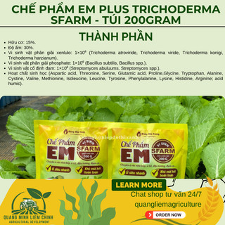 Chế Phẩm EM Plus Trichoderma SFARM Loại 200GR, Ủ Phân Hữu Cơ Không Mùi, Cung Cấp VSV Có Lợi