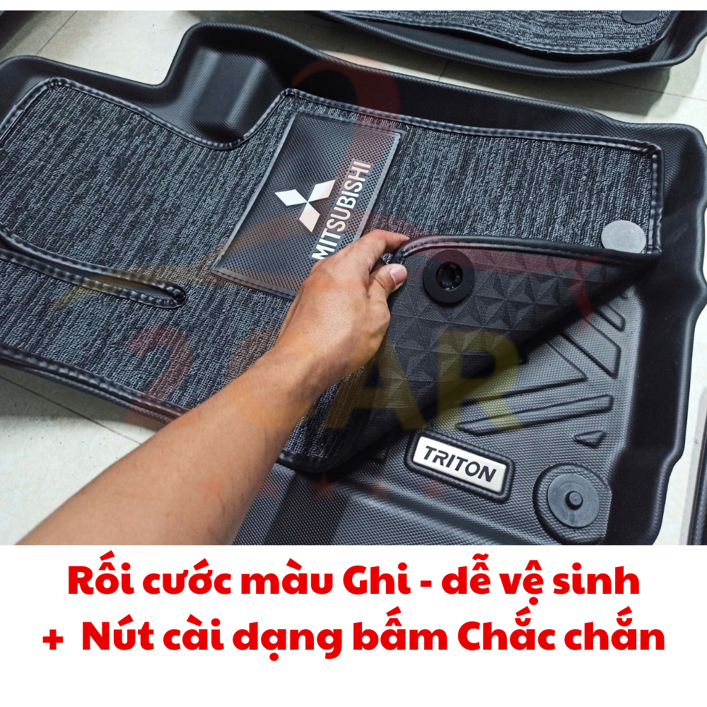 Thảm lót sàn NHỰA 5D xe Mitsubishi Triton đời 2016- 2023 - 2024, 2025 Hàng TPE TRÀN VIỀN đúc nguyên khối theo xe _ 2CAR