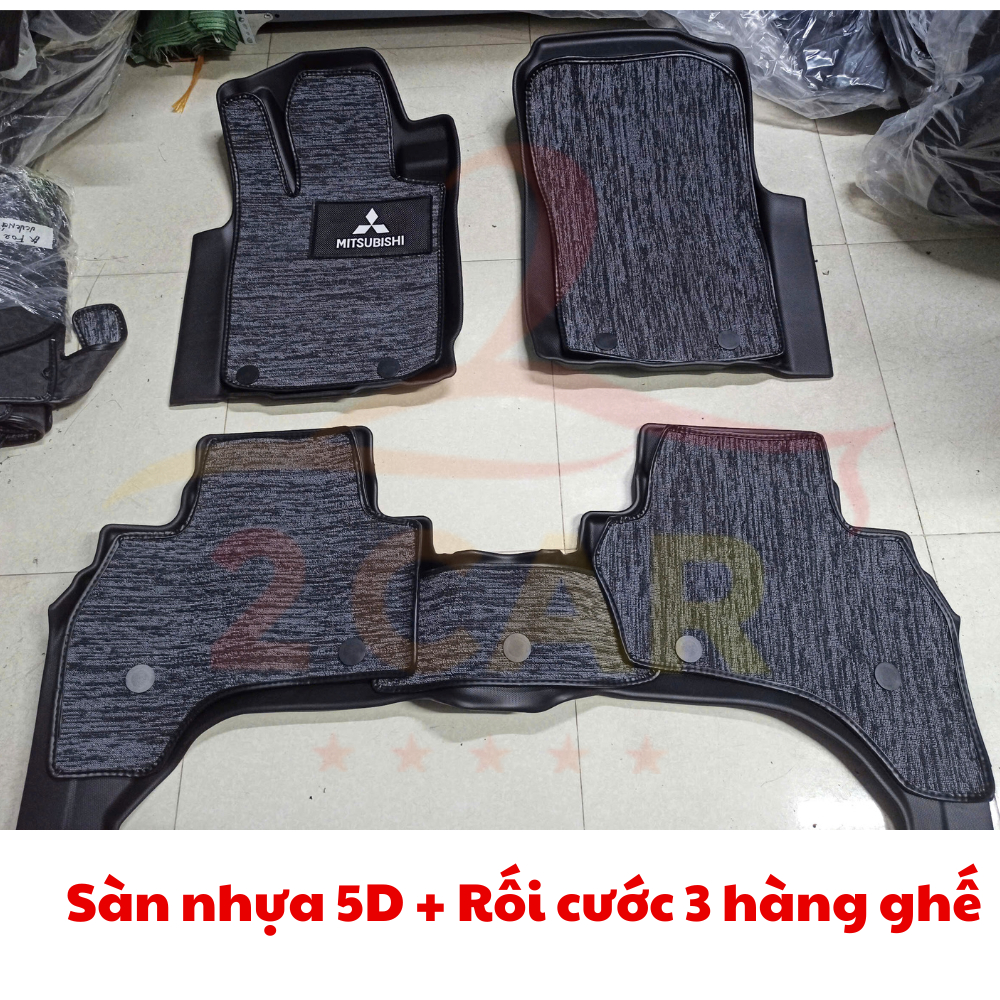 Thảm lót sàn NHỰA 5D xe Mitsubishi Triton đời 2016- 2023 - 2024, 2025 Hàng TPE TRÀN VIỀN đúc nguyên khối theo xe _ 2CAR