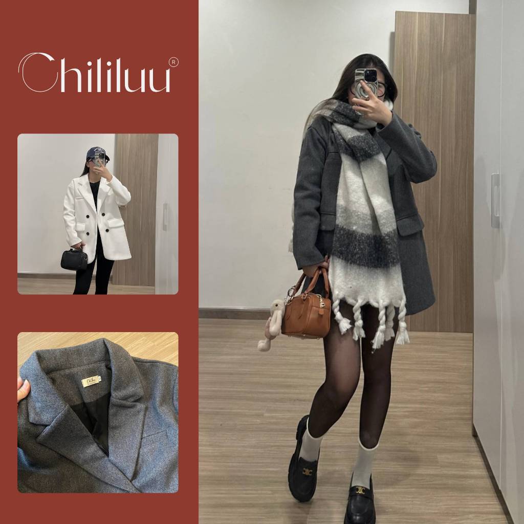 Áo dạ blazer Chililuu áo dạ form giấu quần sang chảnh Hàn Quốc