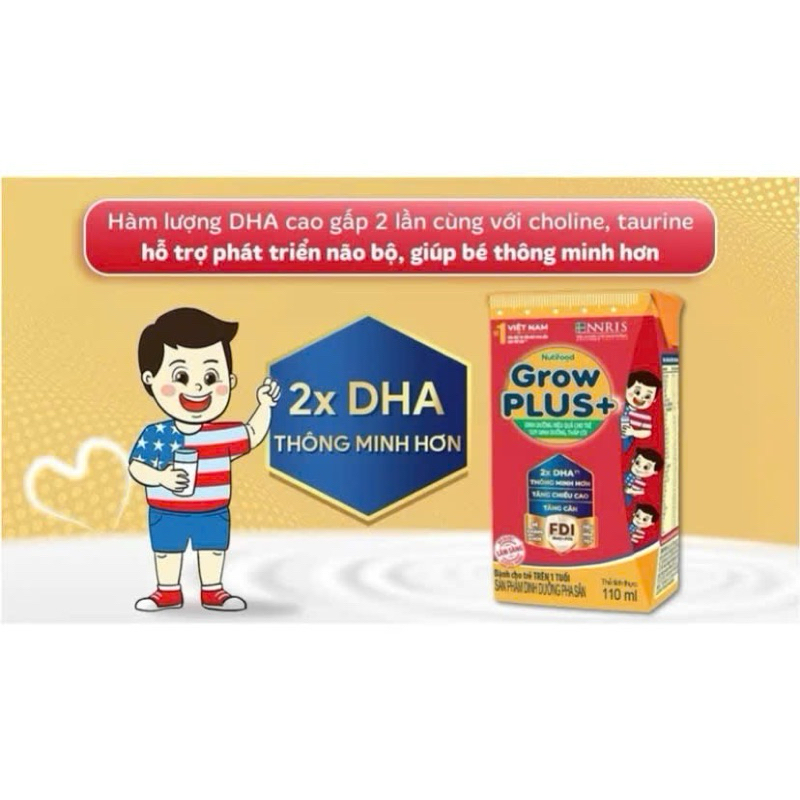 Sữa Pha Sẵn Nutifood GrowPLUS+ Đỏ 110ml/180ml Hỗ Trợ Tiêu Hóa Tăng Cân