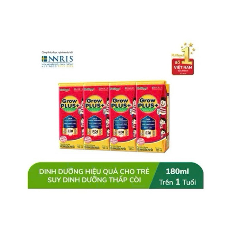 Sữa Pha Sẵn Nutifood GrowPLUS+ Đỏ 110ml/180ml Hỗ Trợ Tiêu Hóa Tăng Cân