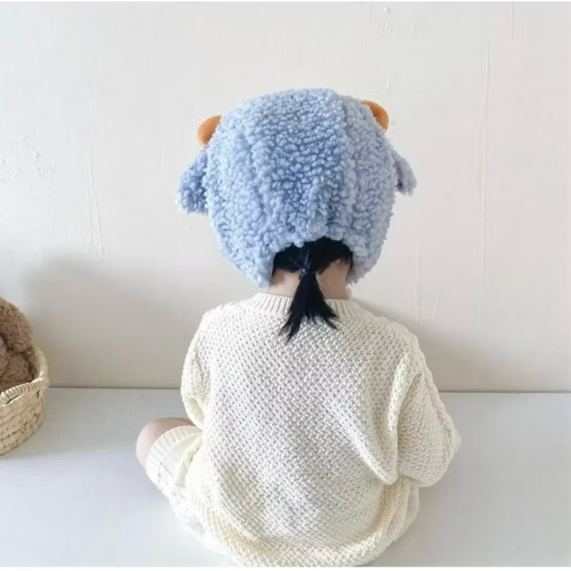 Mũ len cừu quả bông bảo vệ tai cho bé từ 6 tháng-3 tuổi