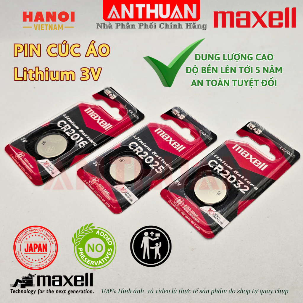 Pin CR2032 CR2025 CR2016 Maxell 3V Cao Cấp Hàng Chính Hãng Made In Japan cho Cmos, Smartkey, AirTag