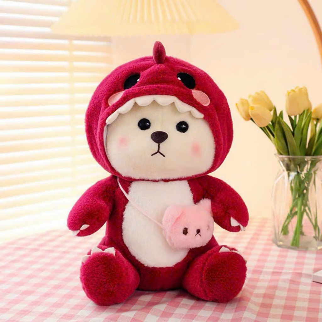 Gấu Bông Lena CosPlay, Gấu Lena Có Quần Áo Nhân Vật Stitch Cá Mập Khủng Long Đáng Yêu