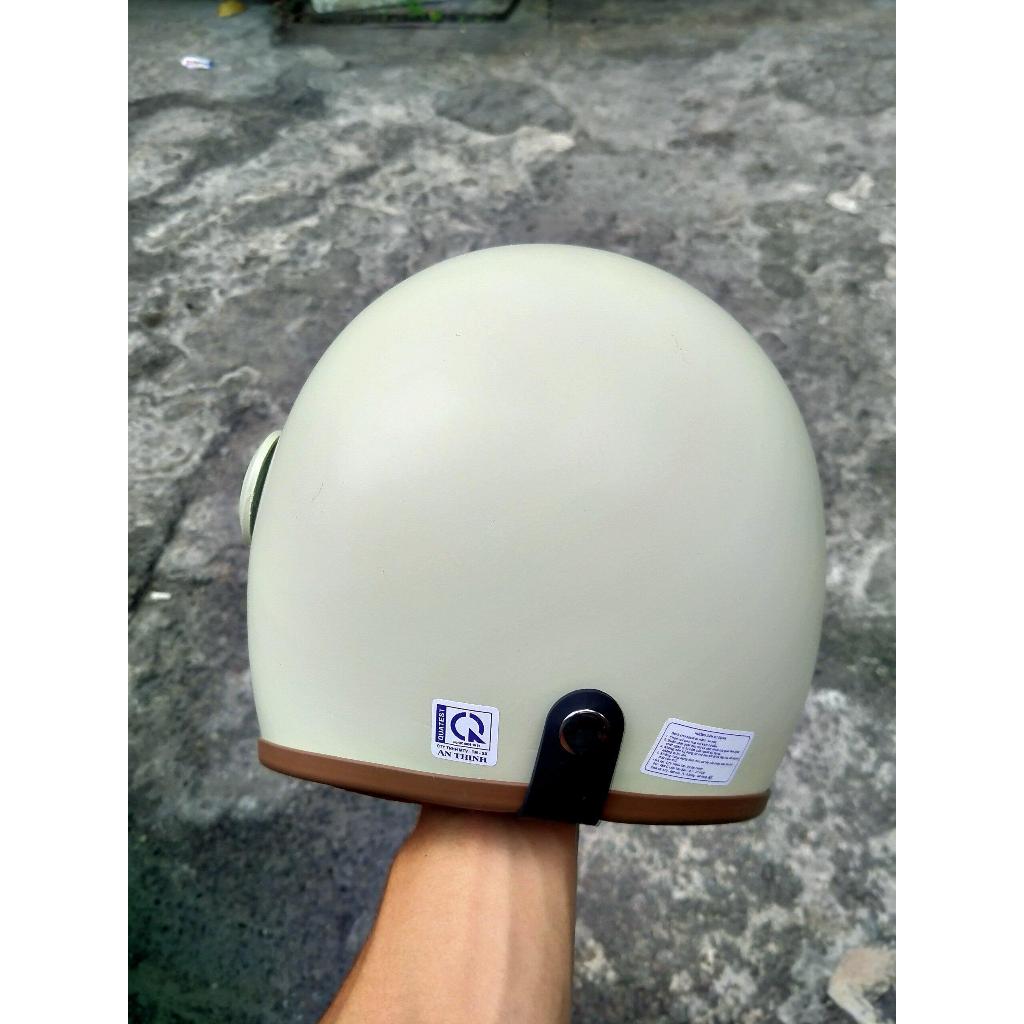 Mũ Bảo Hiểm Kính Càng Lót Nâu [ Mũ 3/4 ], MÀU KEM Helmet [ VÒNG ĐÀU 52-60CM ĐỘI VỪA ]