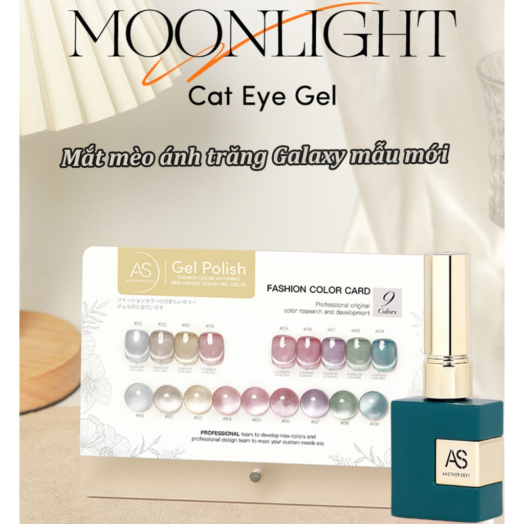 Set Sơn móng gel AS  [Tặng kèm bảng màu] mắt mèo ánh trăng Galaxy mẫu mới siêu đẹp