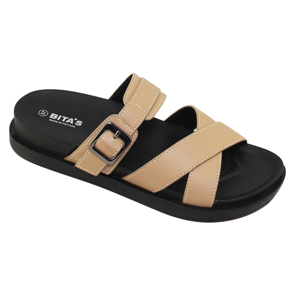 Ảnh Dép quai ngang nữ Bita's DORA.13 (Đen + Nâu Kaki + Trắng) 3