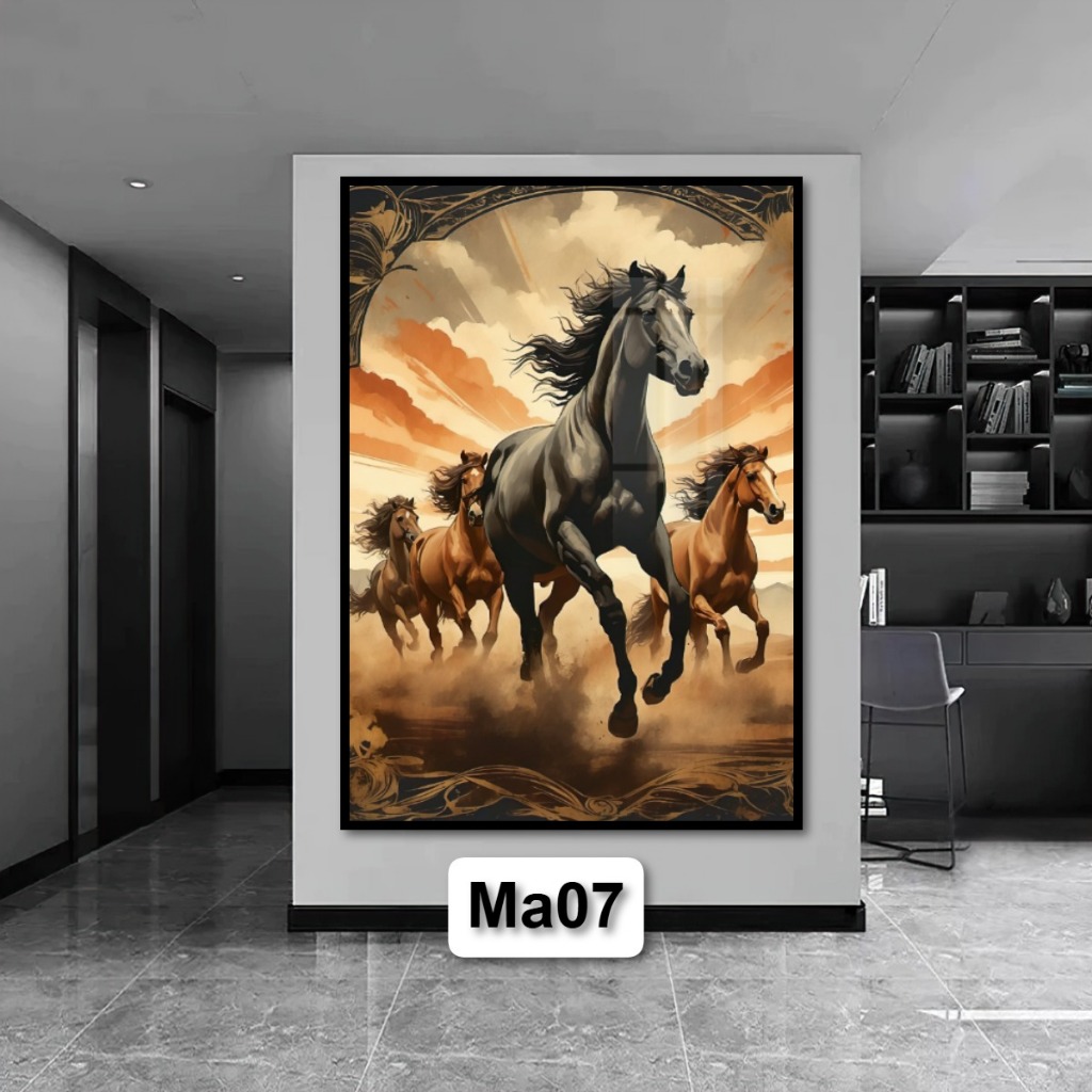 Tranh Mã Đáo Thành Công Tranh Gỗ Tráng Gương Treo Tường, Decor Phòng Khách Hợp Phong Thủy, Quà Tặng Tân Gia