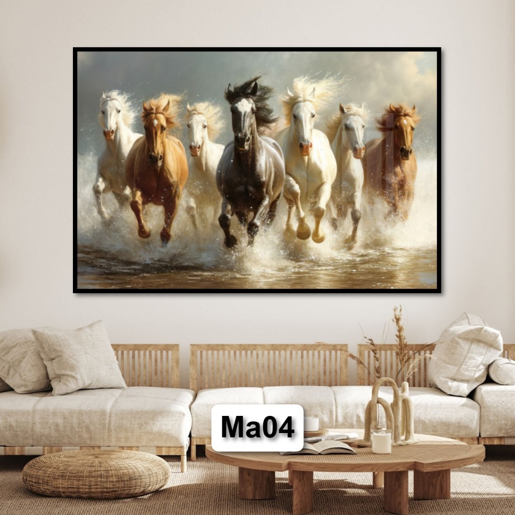 Tranh Laminate Tráng Gương Mã Đáo Thành Công - Tranh Phong Thủy Tráng Gương Có Khung Decor Nhà