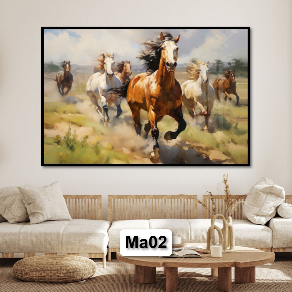Tranh Laminate Tráng Gương Mã Đáo Thành Công - Tranh Phong Thủy Tráng Gương Có Khung Decor Nhà