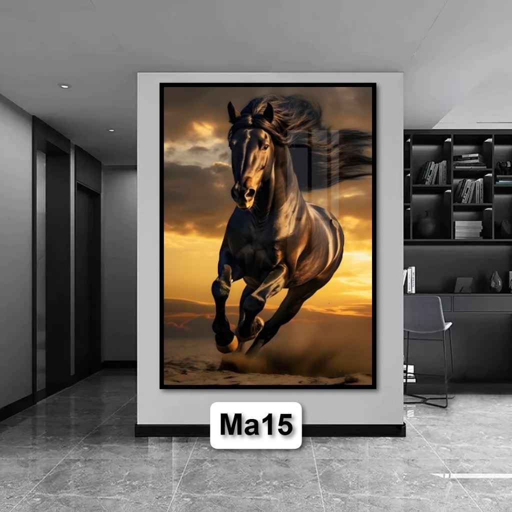 Tranh Laminate Tráng Gương Mã Đáo Thành Công - Tranh Phong Thủy Tráng Gương Có Khung Decor Nhà