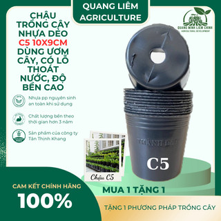 [5 cái] Chậu Trồng Cây Nhựa Dẻo C5 - KT: 10x9cm dùng ươm cây, có lỗ thoát nước, độ bền cao