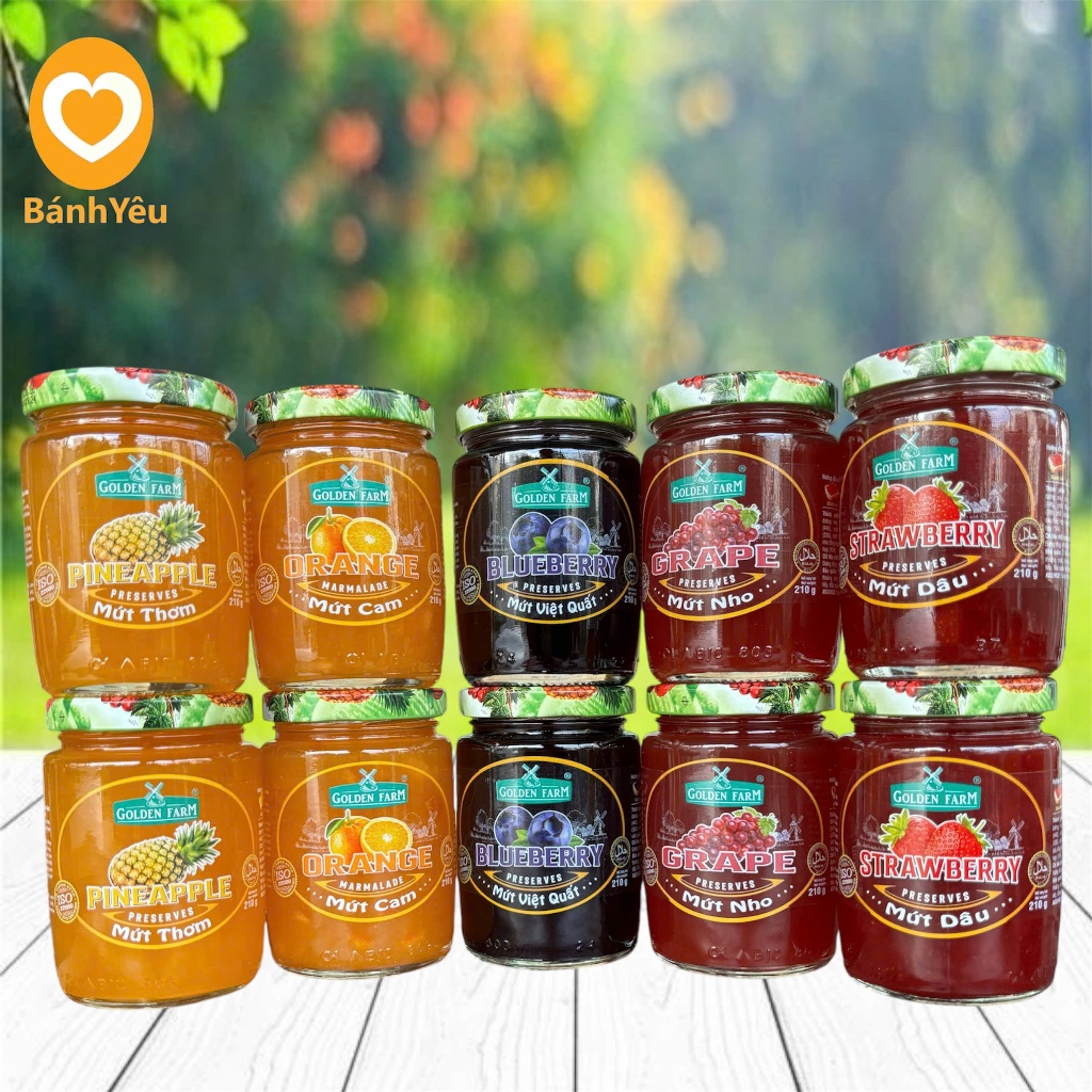 Mứt trái cây Golden Farm hũ 210gr/ Mứt Jam ăn liền chuyên làm nhân bánh GoldenFarm-PC84