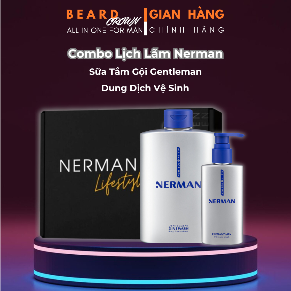 Combo Lịch Lãm Nerman - Sữa Tắm Gội Nerman Gentleman 3in1, Dung Dịch Vệ ...