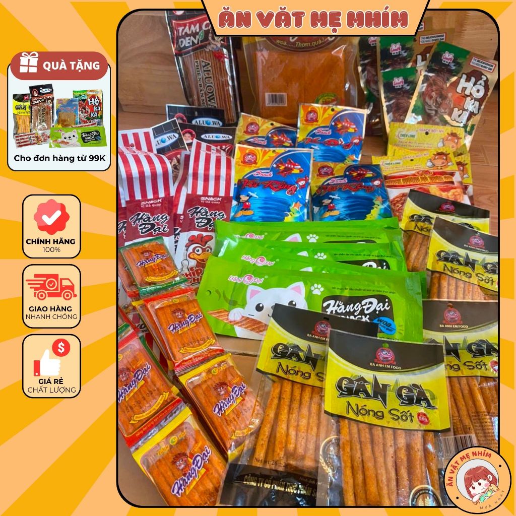 [TỔNG HỢP SNACK CAY] COMBO 10-15-20 gói snack/ Bò miếng Hằng Đại, bim ...
