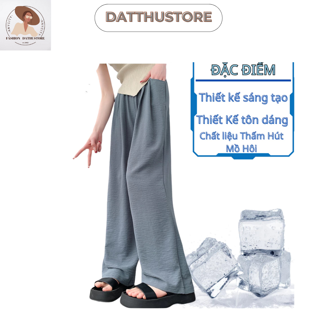 Quần dài nữ ống suông cạp cao phối áo thun thời trang nữ đẹp  (Datthustore - MS54)