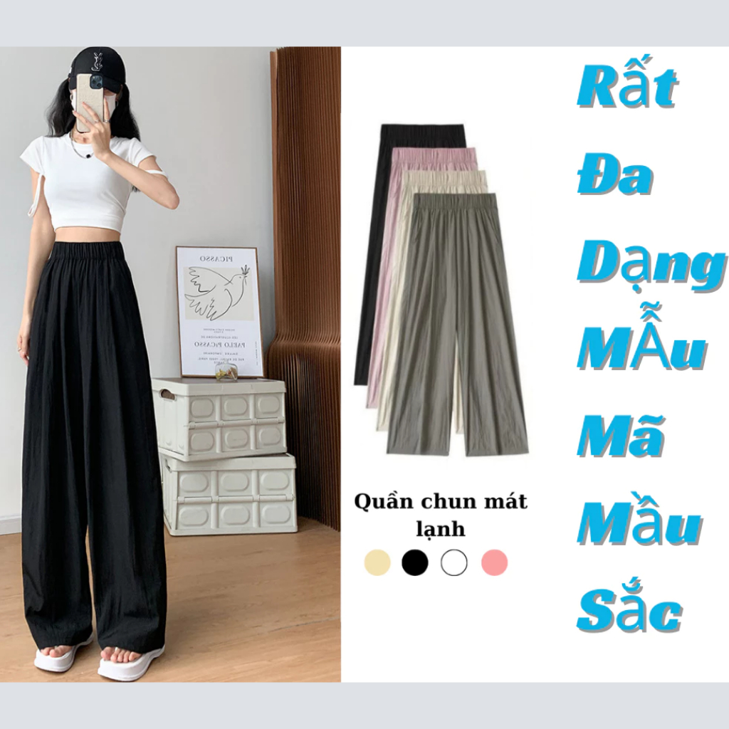 Quần Ống Rộng Cạp Chun  DATTHUSTORE Quần Nữ Chất Đũi Nhoăn Nữ Có Thể Mặc Đi Làm Đi Chơi ( MS55 )