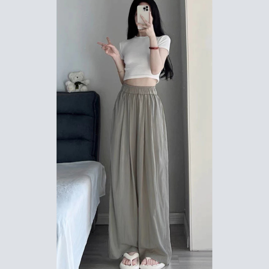 Quần Ống Rộng Cạp Chun  DATTHUSTORE Quần Nữ Chất Đũi Nhoăn Nữ Có Thể Mặc Đi Làm Đi Chơi ( MS55 )