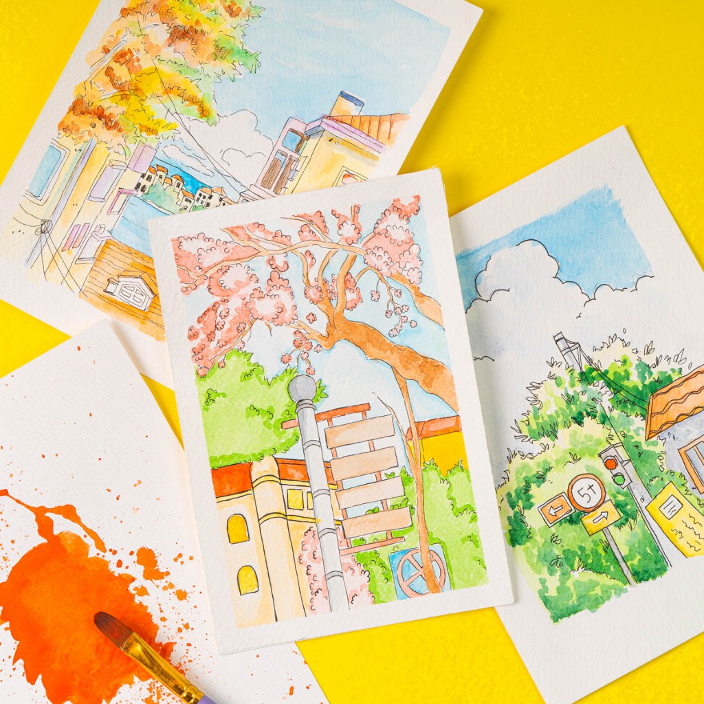 Giấy Vẽ Màu Nước GLOBAL ART 300GSM 350GSM, Giấy Vẽ Vân Cold CLASSMATE Vẽ Màu Nước, Acrylic, Gouache, Vẽ Phong Cảnh