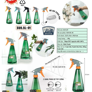 Bình xịt tay tưới cây 0.5 Lít Suvina - Công nghệ Nhật Bản