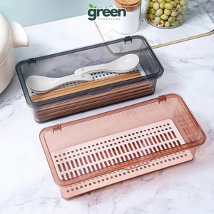 Hộp đựng đũa muỗng đa năng Greenhome, đựng cọ trang điểm có nắp đậy chống bụi bẩn và tiện dụng