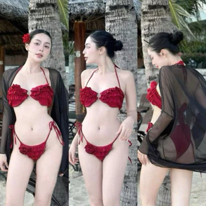 Bikini 2 mảnh kết tầng phối khoen gắn hoa (sẵn hàng -hoả tốc)