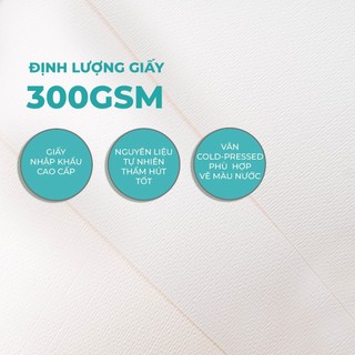 [Sale 50%]  Giấy Vẽ Màu Nước 300gsm 350gsm A4 A5 A6 ClassMate Vẽ Màu Nước Vân Cold Pressed Hạng Hoạ Sĩ Happykids