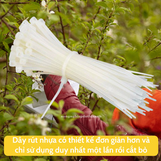 Dây Rút Nhựa trắng nhiều kích thước (40 sợi) - dây thít nhựa cố định cành, cột giàn làm vườn