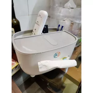 Hộp Đựng Giấy Ăn Vuông Để Bàn Ăn 2 Ngăn Đựng Đồ Thông Minh Nắp Gỗ Decor