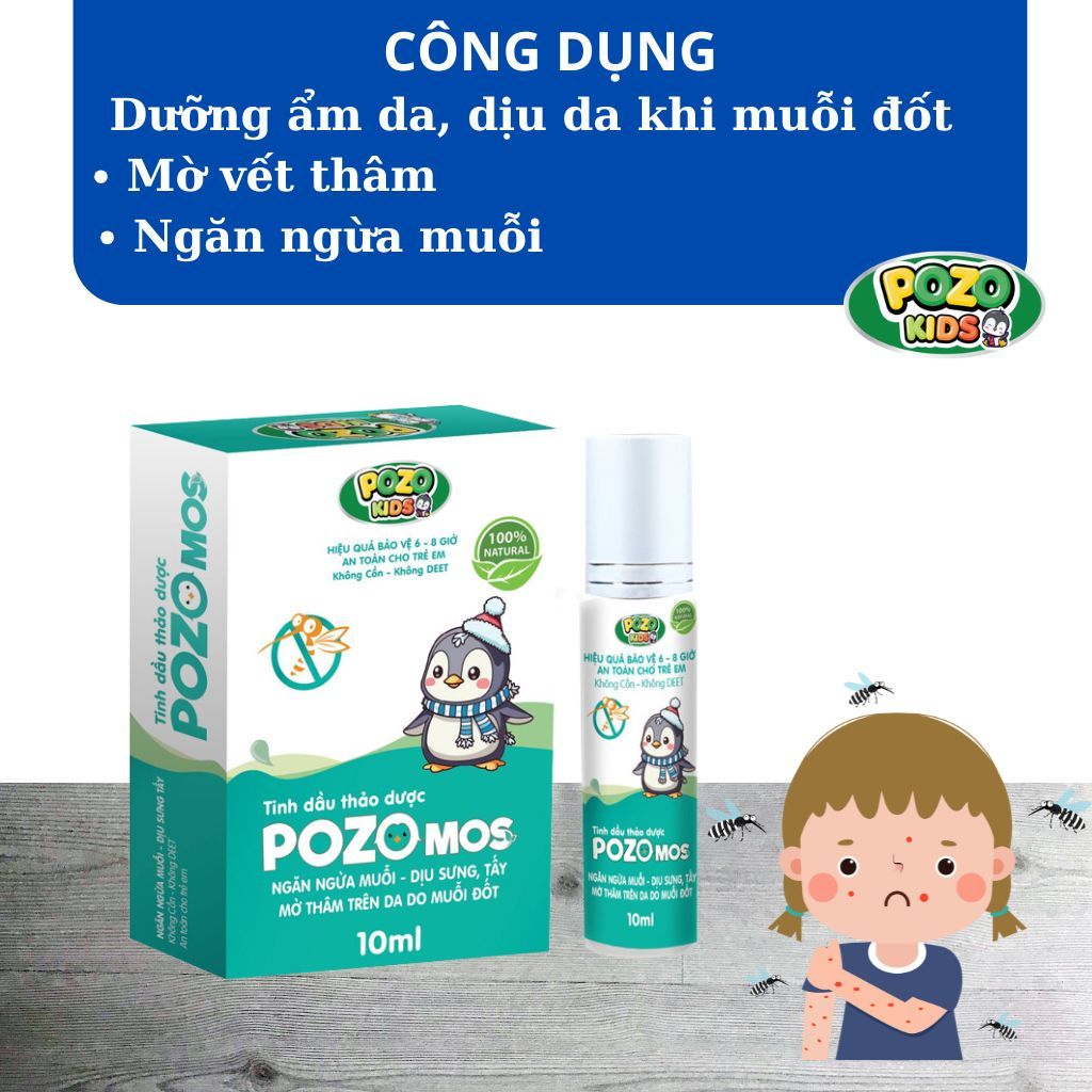 Ảnh Thanh Lăn Xua Muỗi PozoMos Cho Bé Yêu Hỗ Trợ Xua Muỗi, Dưỡng Ẩm Da 3