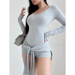 JUMSUIT CỔ V PHỐI KIỂU ÁO THẮT LƯNG M117