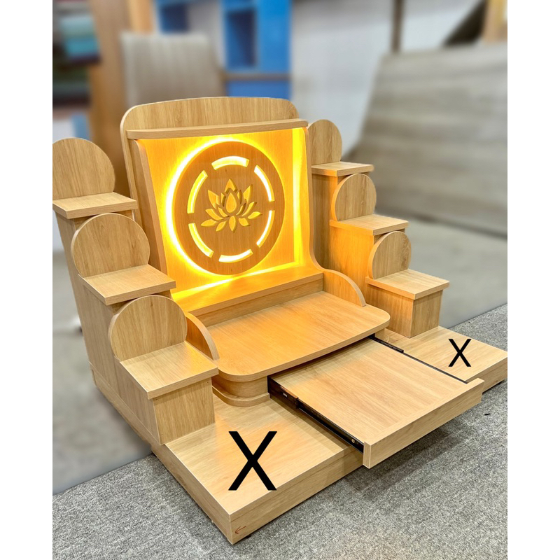 ( Có Đèn Led Sẵn ) COMBO BÀN THỜ + TAM CẤP MÀU VÀNG ( ko có bục kê )