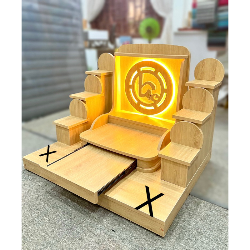 ( Có Đèn Led Sẵn ) COMBO BÀN THỜ + TAM CẤP MÀU VÀNG ( ko có bục kê )