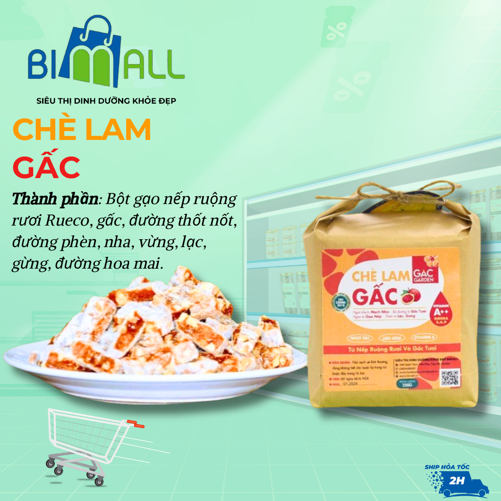 Chè lam gấc dẻo ngon ít ngọt BIMALL_Combo 2 Gói 250g - Quà tặng Tết ý ...