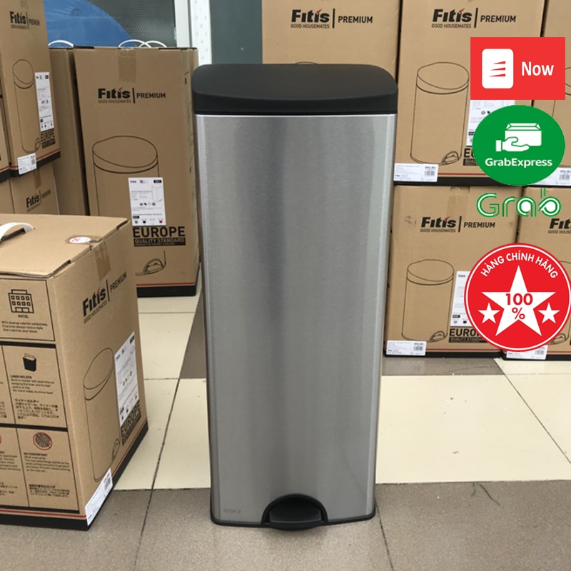 Thùng rác inox FITIS đạp vuông lớn dùng trong nhà bếp phòng khách văn phòng LSPL1-901 | BigBuy360 - bigbuy360.vn
