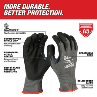 Găng tay chống cắt level 5 Milwaukee  48-22-8952  size L, găng tay bảo hộ an toàn
