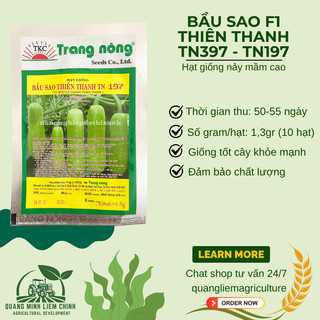 Bầu Sao F1 Thiên Thanh TN397 - TN197 (1.1gr), hạt giống nảy mầm tốt, năng suất cao, trông quanh năm